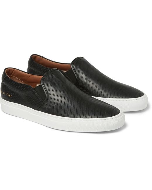 Common Projects Black Perforated Leather Slip-On Sneakers for men