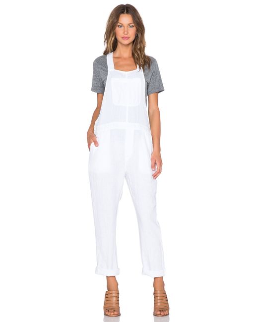James Perse White Linen Overalls