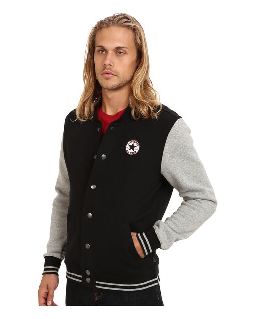 Converse Black Core Fleece Baseball Jacket for men