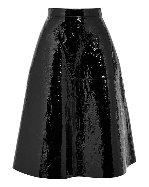 Rochas Black Patent-leather Skirt