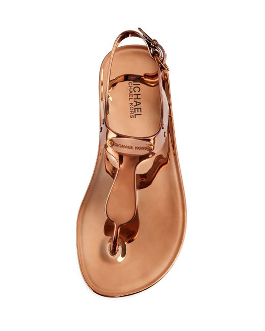 Michael michael kors MK-Plate Jelly Sandals in Brown (COPPER) | Lyst