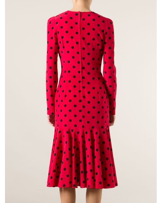 Wegrijden Nauwgezet Bestaan Dolce & Gabbana Polka Dot Dress in Red | Lyst