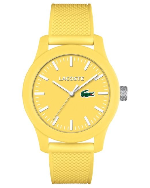 Lacoste Men's .12.12 Yellow Silicone Strap Watch 43mm 2010774 for men