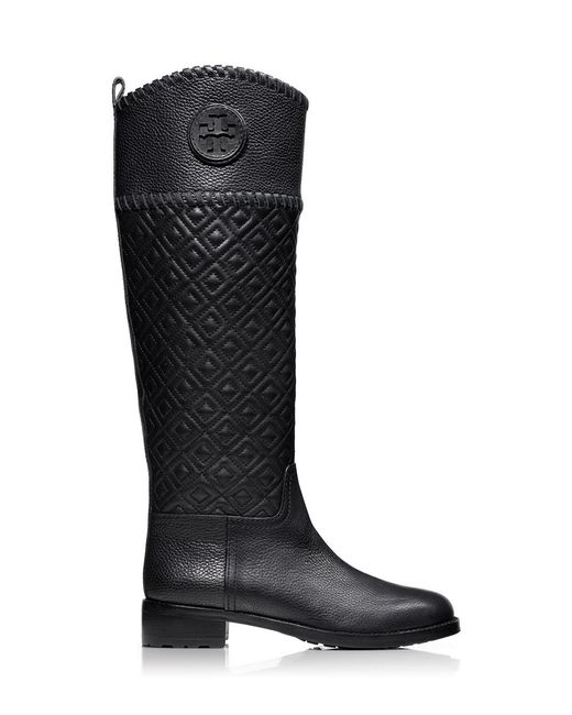 Tory Burch Black Marion Quilted Riding Boot