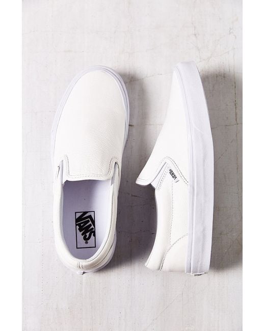 Vans White Classic Premium Leather Slip-On Women'S Sneaker