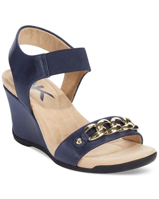 Anne Klein Blue Laceyanne Wedge Sandals