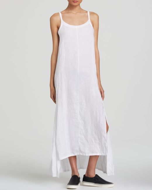 knee length dresses for ladies Frayed Linen Maxi Dress | A-Line Dress main image 0