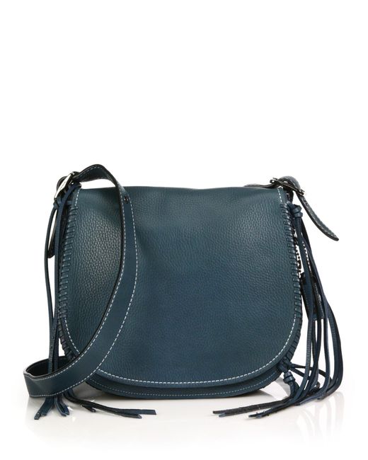 COACH Whipstitched Leather Saddle Bag in Blue | Lyst