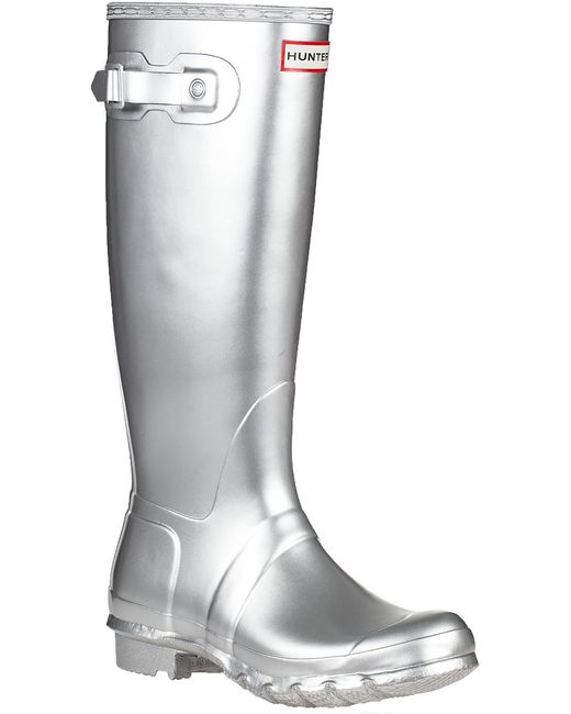 hunter silver rain boots