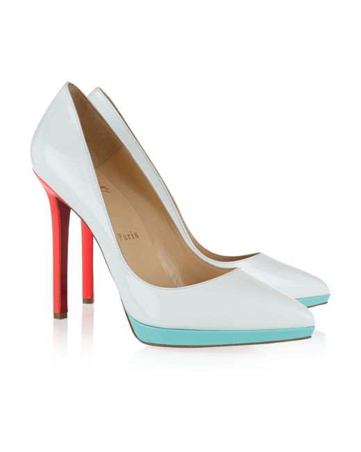 Christian louboutin Pigalle Plato Patent Leather Pumps in Blue ...  