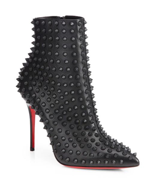 Christian Louboutin Black Spiked Praguoise 100 Boots - Size 40