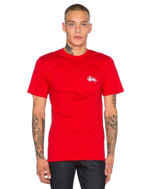 Stussy Red Basic Logo Cotton-Jersey T-Shirt for men