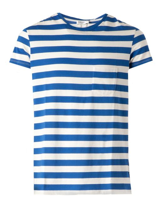 Saint Laurent Blue Striped Tshirt for men