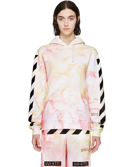 Off-White c/o Virgil Abloh Ssense Exclusive Pink And Yellow Tie_dye Hoodie