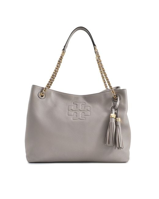 Tory Burch Gray Thea Chain Shoulder Slouchy Tote