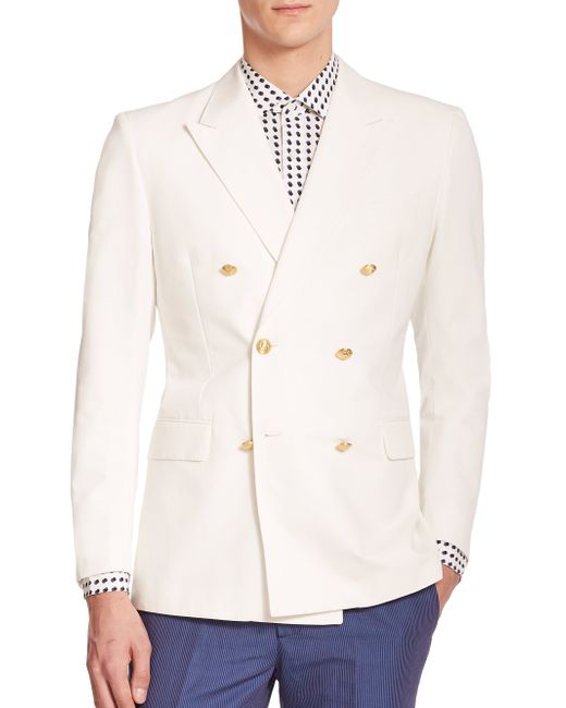 Mew Mew monitor every day Kent & Curwen Double-breasted Blazer in White for Men | Lyst