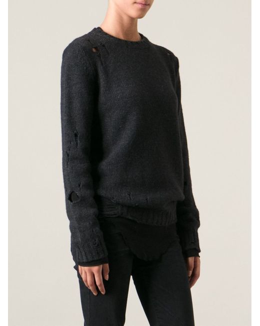 DIESEL Distressed Sweater in Black | Lyst