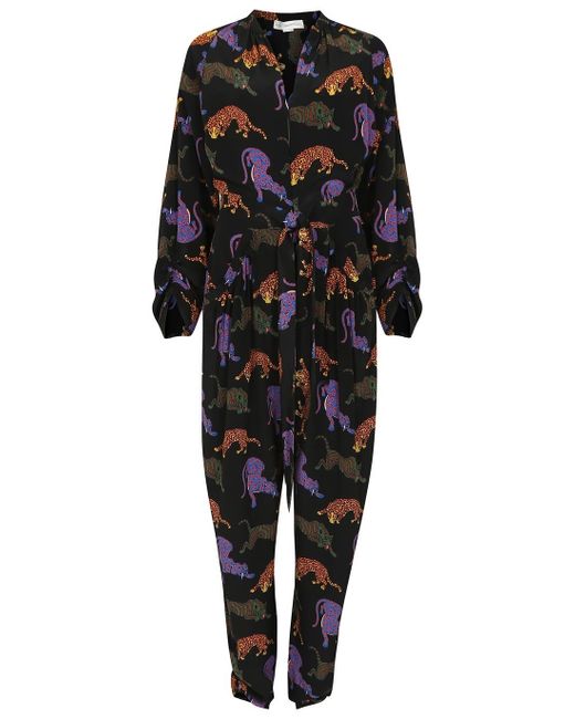 Stella McCartney Multicolor Monia Wild Cats-print Silk Jumpsuit