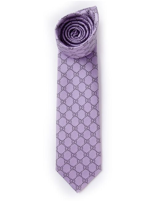 Gucci Purple Monogram Print Tie for men