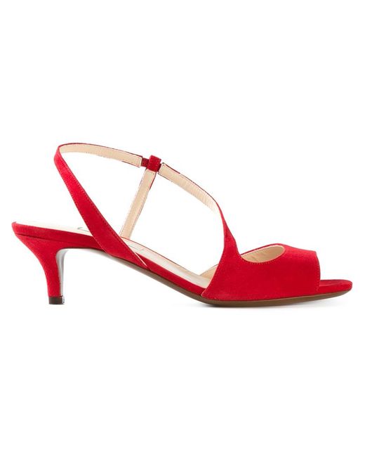L'Autre Chose Red Kitten Heel Sandals