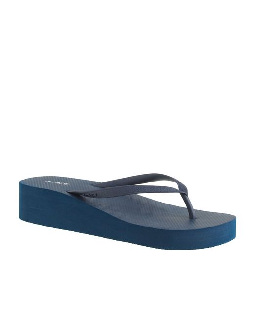 J.crew Skinny Wedge Flipflops in Blue (navy) Lyst