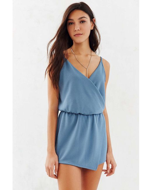 Kimchi Blue Drapey Surplice Skort Romper in Blue | Lyst