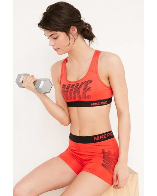 Nike Pro Classic Padded Graphic Sports Bra in Red - Save