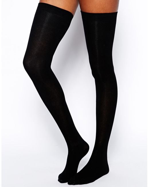 Asos Thigh High Socks in Black Lyst