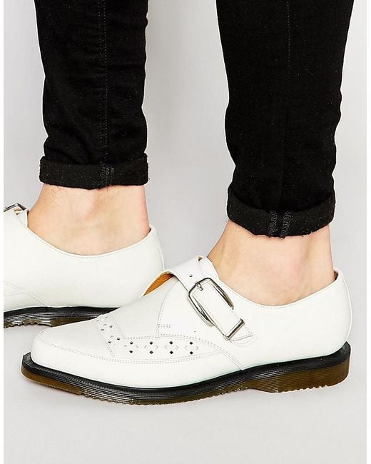 Dr. Martens White Rousden Monk Strap Creeper Shoes for men