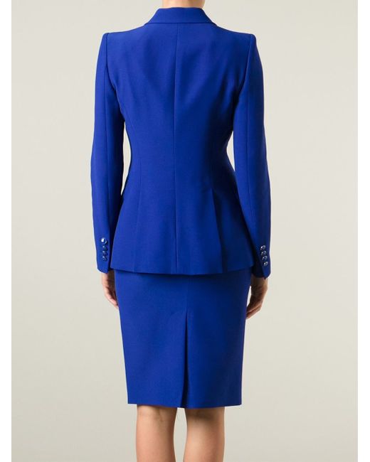 Alexander McQueen Blue Blazer And Skirt Suit