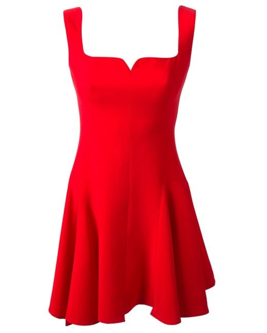 Alexander McQueen Red Sleeveless Skater Dress