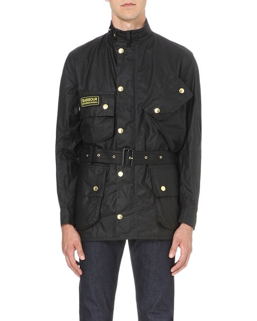 Barbour International A7 Waxed Jacket in Black for Men | Lyst UK
