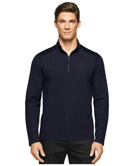 Calvin Klein Black French-rib Quarter-zip Sweater for men