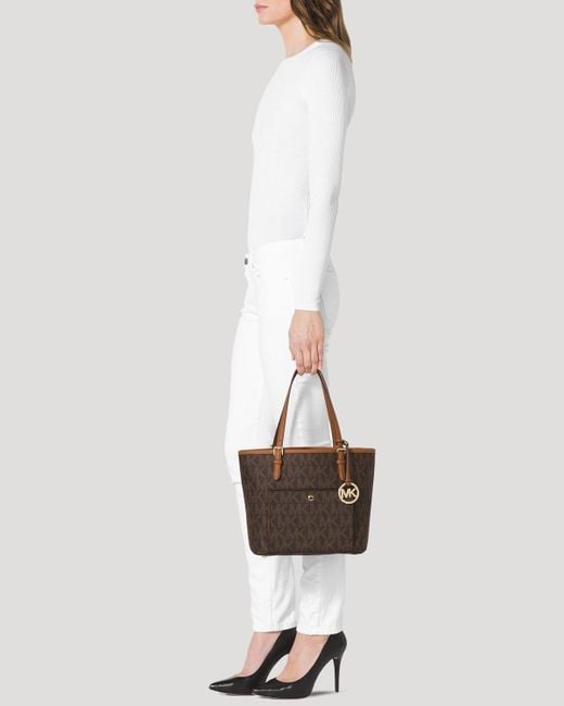 MICHAEL Michael Kors Jet Set Snap Pocket Tote In White Lyst Canada