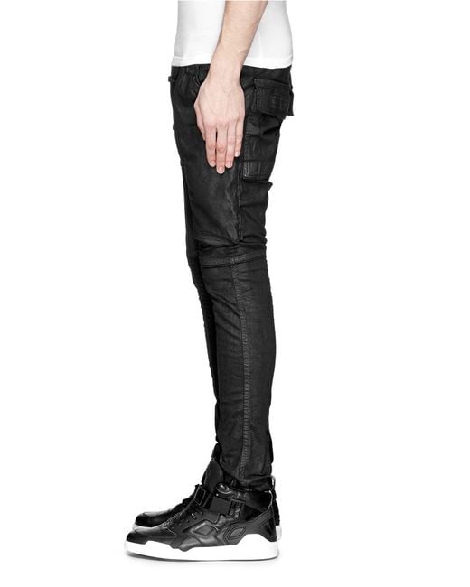 Rick Owens DRKSHDW 'Memphis' Flap Waxed Skinny Jeans in Black for