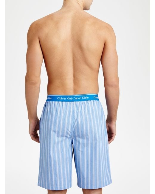 Calvin Klein Blue Striped Pyjama Shorts for men