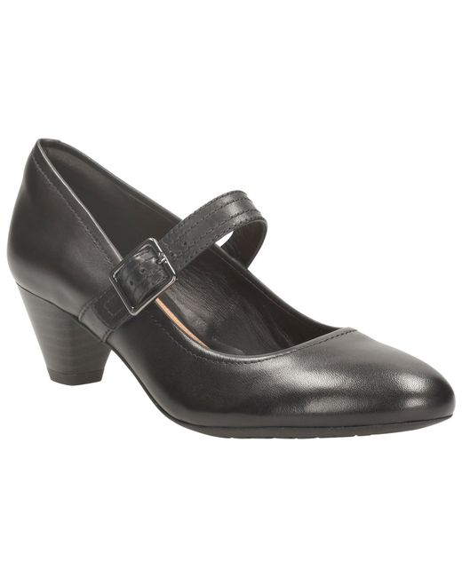 Clarks Black Denny Date Leather Mary Jane Court Shoes