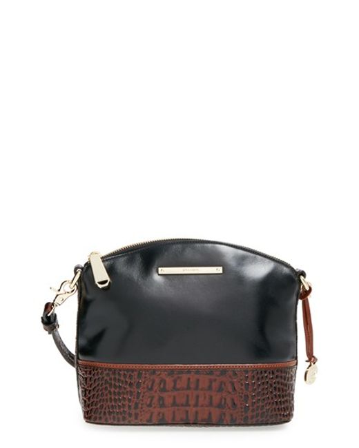 Brahmin Mini Duxbury Leather Cross-Body Bag in Black | Lyst
