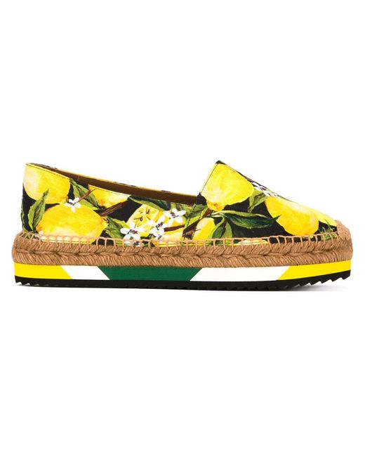 Dolce & Gabbana Lemon Print Espadrilles in Black | Lyst