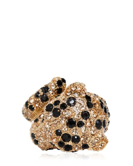 Roberto Cavalli Black Embellished Panther Ring - For Women
