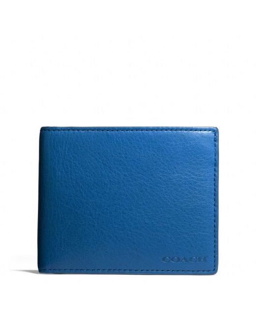 COACH Bleecker Slim Billfold Id Wallet in Leather in Blue for Men | Lyst