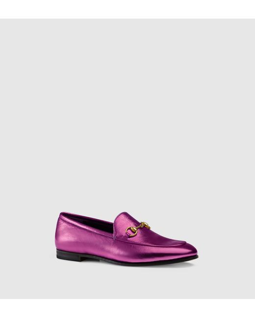 Gucci Purple Jordaan Metallic Loafer