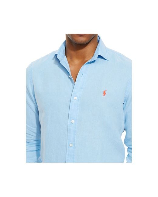 Polo Ralph Lauren Blue Linen Sport Shirt for men
