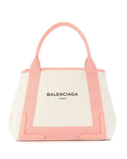 Balenciaga Pink Navy Cabas S Canvas And Leather Shopper