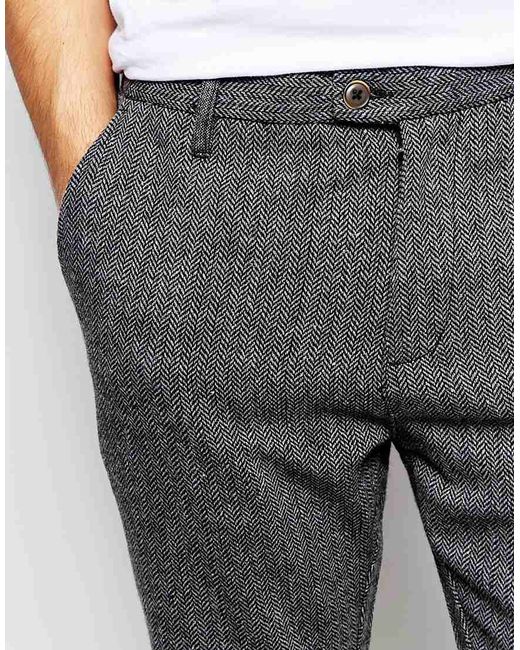 Wool Herringbone Trousers In Slim Fit 