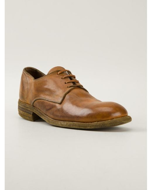 Guidi Brown Distressed Derby Shoe for men