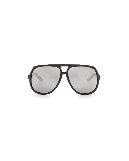 Gucci Mirrored Oversized Aviator Sunglasses - Matte Black/Black Mirror
