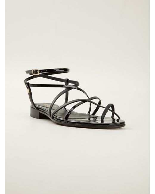 Fendi Black Strappy Flat Sandals