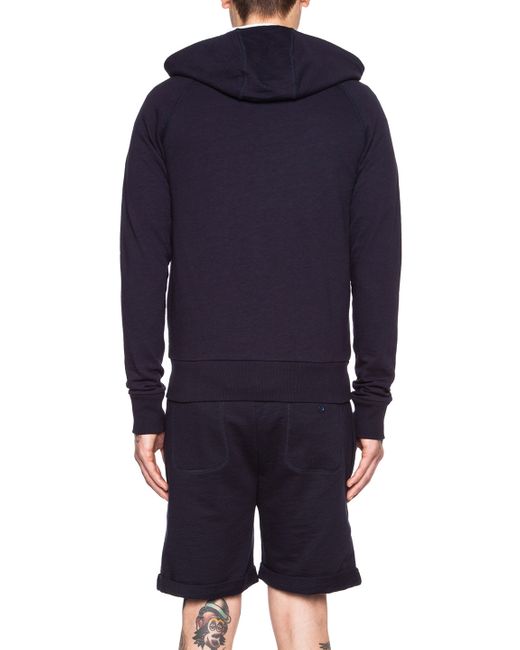 Band Of Outsiders Men S Giant Zip Cotton Hoodie In Navy Blue Lyst