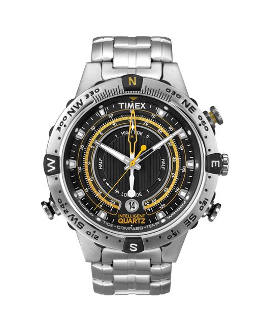 Timex Men'S Premium Intelligent Quartz Tide Temperature Compass Stainless  Steel Bracelet 45Mm T2N738Ab in Gray for Men | Lyst
